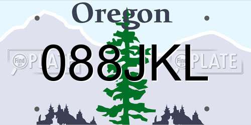 088JKL Oregon License Plate