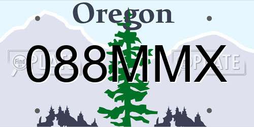 088MMX Oregon License Plate