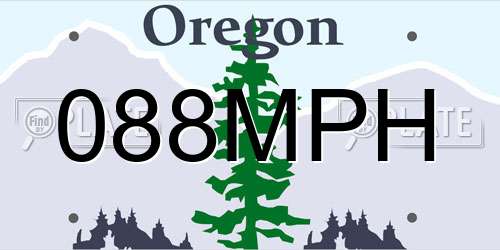 088MPH Oregon License Plate