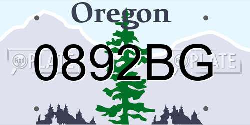 0892BG Oregon License Plate