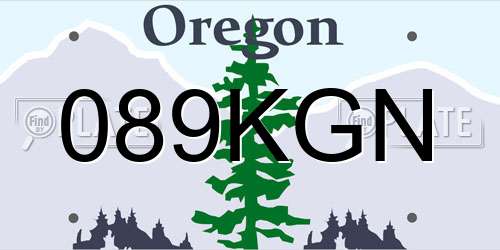 089KGN Oregon License Plate