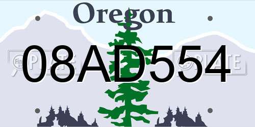 08AD554 Oregon License Plate