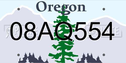 08AQ554 Oregon License Plate