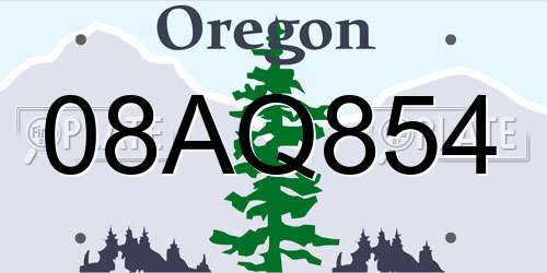 08AQ854 Oregon License Plate