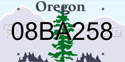 08BA258 Oregon License Plate
