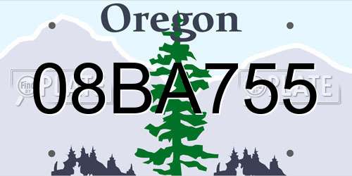 08BA755 Oregon License Plate