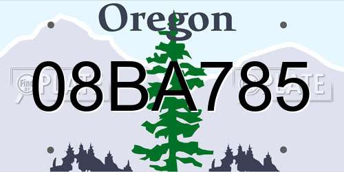 08BA785 Oregon License Plate