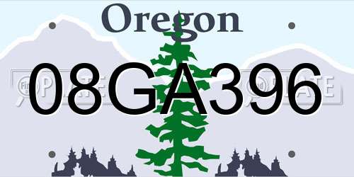08GA396 Oregon License Plate