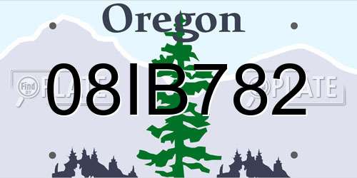 08IB782 Oregon License Plate