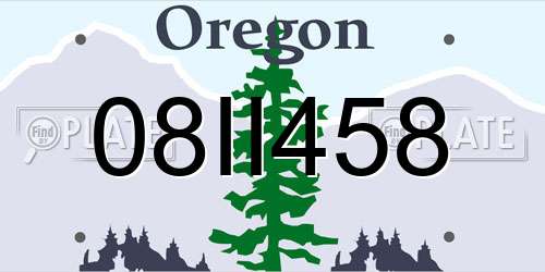 08II458 Oregon License Plate