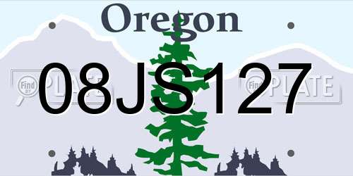 08JS127 Oregon License Plate