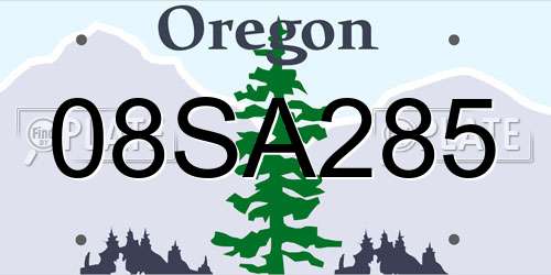 08SA285 Oregon License Plate