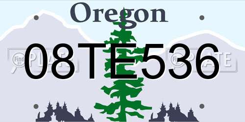 08TE536 Oregon License Plate