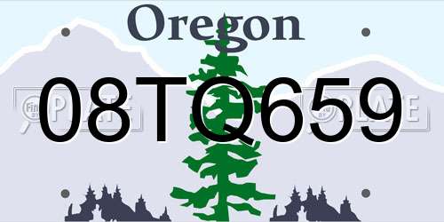 08TQ659 Oregon License Plate