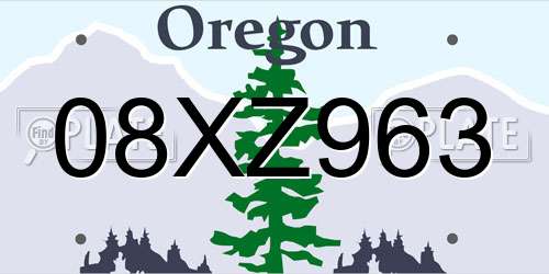 08XZ963 Oregon License Plate