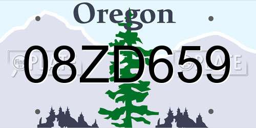 08ZD659 Oregon License Plate