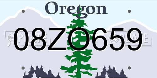 08ZO659 Oregon License Plate