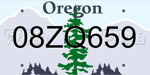 08ZQ659 Oregon License Plate