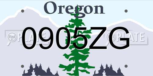 0905ZG Oregon License Plate