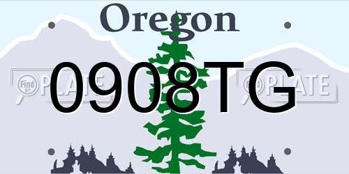 0908TG Oregon License Plate