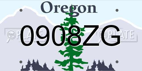 0908ZG Oregon License Plate