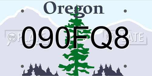 090FQ8 Oregon License Plate