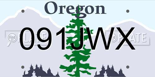 091JWX Oregon License Plate