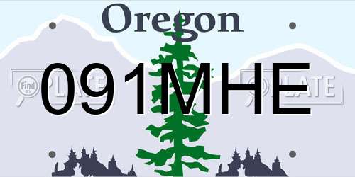 091MHE Oregon License Plate