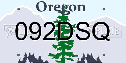 092DSQ Oregon License Plate