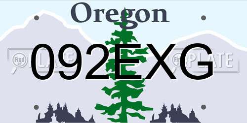092EXG Oregon License Plate