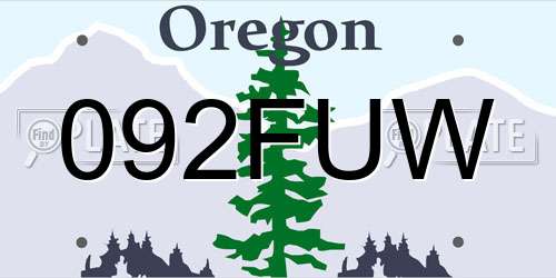 092FUW Oregon License Plate
