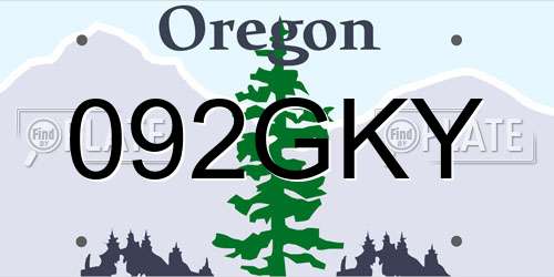 092GKY Oregon License Plate