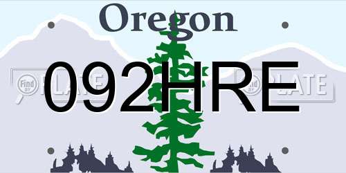 092HRE Oregon License Plate