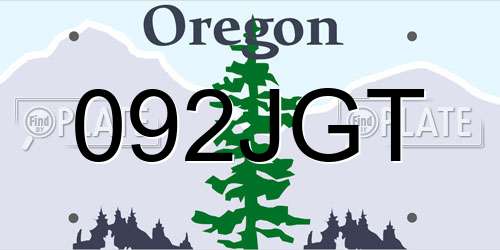 092JGT Oregon License Plate