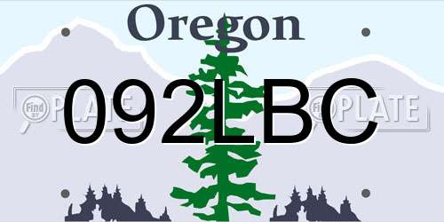 092LBC Oregon License Plate