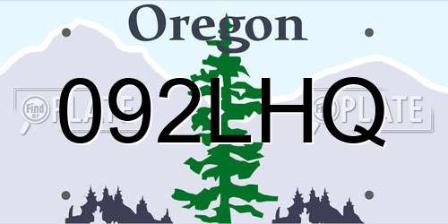 092LHQ Oregon License Plate