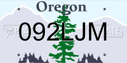 092LJM Oregon License Plate