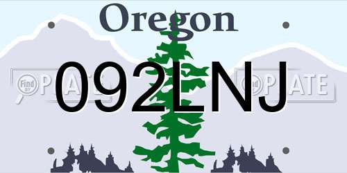 092LNJ Oregon License Plate