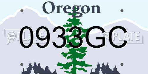 0933GC Oregon License Plate