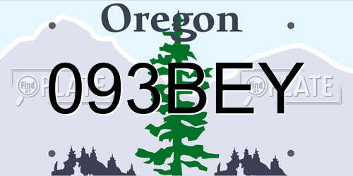 093BEY Oregon License Plate