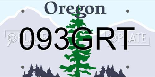 093GRT Oregon License Plate
