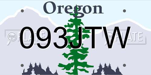093JTW Oregon License Plate
