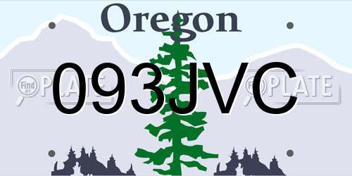 093JVC Oregon License Plate