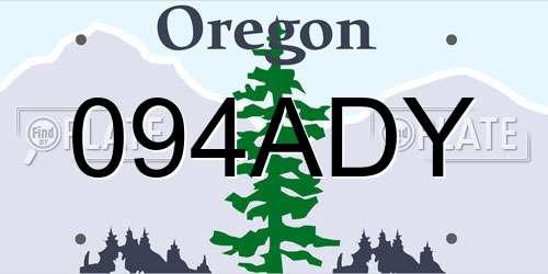 094ADY Oregon License Plate