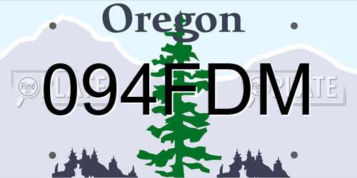 094FDM Oregon License Plate