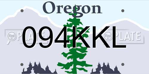 094KKL Oregon License Plate