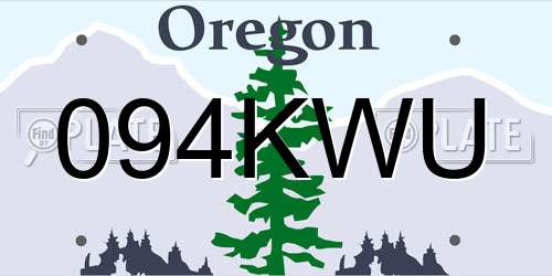 094KWU Oregon License Plate