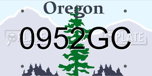 0952GC Oregon License Plate