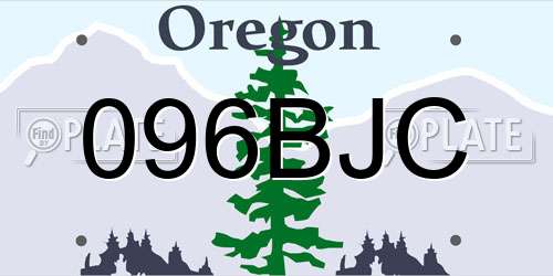 096BJC Oregon License Plate