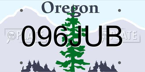 096JUB Oregon License Plate